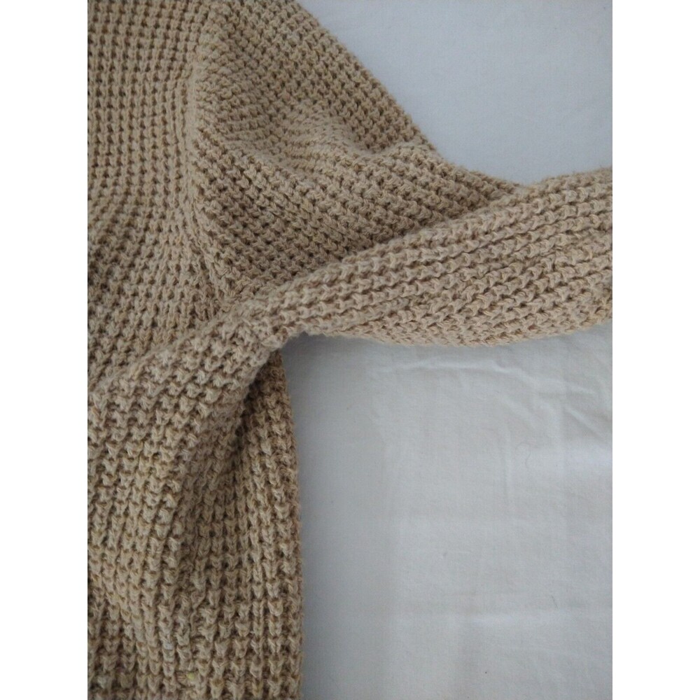 Kirundo Cardigan Size XL Tan Waffle Knit Open Front Long Sleeve Chore Pockets - Picture 5 of 14
